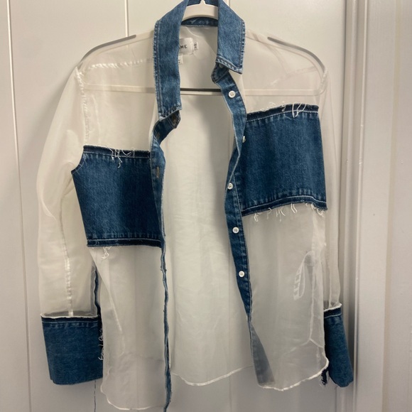 $498 Frame Atelier sheer blouse - Picture 3 of 4